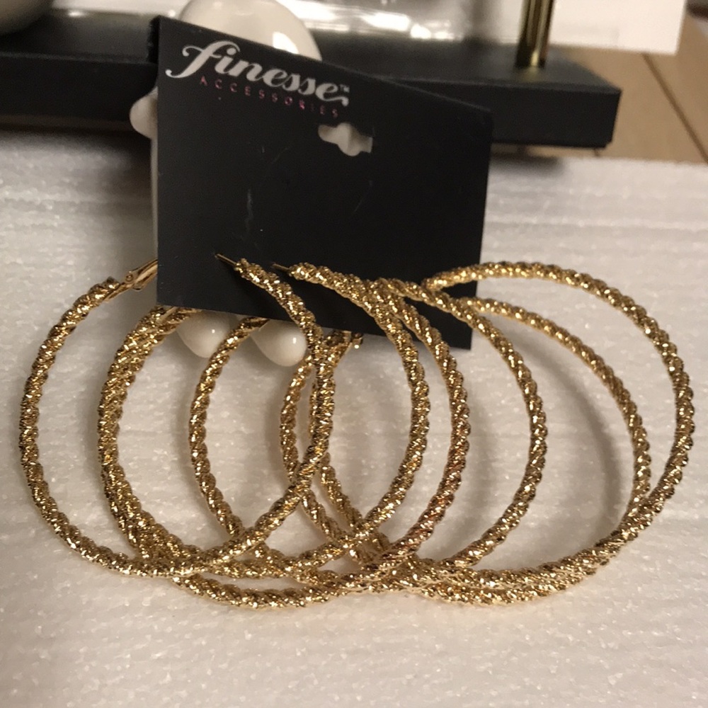 Trio finesse Accessories Gold Tone Twisted Hoops